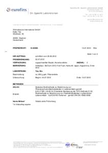 Eurofins Dr. Specht Laboratorien GmbH Grossm oorbogen 25 DHam burg Tel: +Fax: +101 