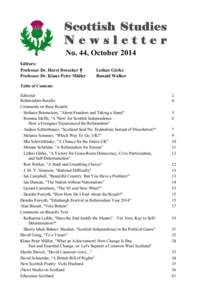 No. 44, October 2014 Editors: Professor Dr. Horst Drescher † Professor Dr. Klaus Peter Müller  Lothar Görke