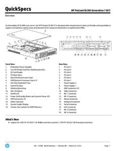 QuickSpecs  HP ProLiant DL385 Generation 7 (G7) Overview