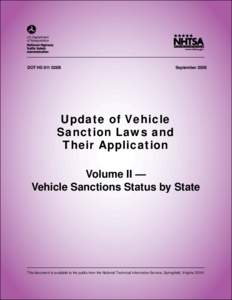 DOT HS 811 028B  September 2008 Update of Vehicle Sanction Laws and