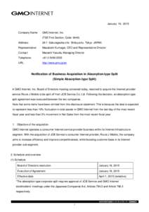 January 19, 2015 Company Name: GMO Internet, Inc. (TSE First Section, Code: 9449)