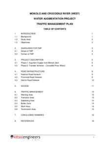 MOKOLO AND CROCODILE RIVER (WEST) WATER AUGMENTATION PROJECT TRAFFIC MANAGEMENT PLAN