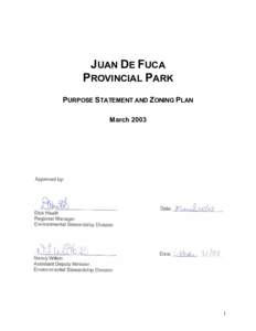 JUAN DE FUCA PROVINCIAL PARK PURPOSE STATEMENT AND ZONING PLAN March[removed]