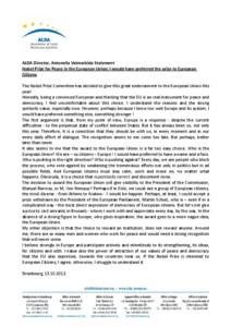 ALDA Director Valmorbida statement Nobel price to EU