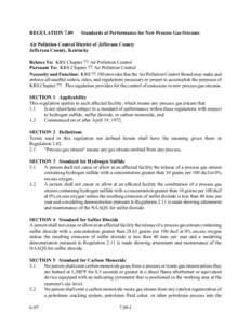 REGULATION[removed]Standards of Performance for New Process Gas Streams Air Pollution Control District of Jefferson County Jefferson County, Kentucky