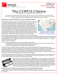 322 days until Year of Science[removed]and counting! The COPUS Clarion A monthly newsletter of the COPUS network Volume 2 Issue 2 February 2008