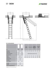 LSF – diagram  ATTIC LADDER DIMENSIONS standard 1 step removed lenght of ladder