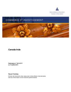Canada-Inde  Publication no[removed]F Le 15 juillet[removed]Pascal Tremblay