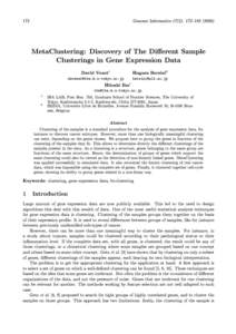 172  Genome Informatics 17(2): 172{MetaClustering: Discovery of The Dierent Sample Clusterings in Gene Expression Data