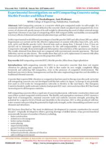 Volume No: 1(2014), Issue No: 2(February)  ISSN No: Experimental Investigation on self Compacting Concrete using Marble Powder and Silica Fume