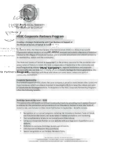  HSSC	Corporate	Partners	Program	 Creating	a	Strategic	Relationship	with	Your	Business	in	Support	of