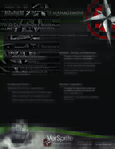 BUSINESS CONTINUITY MANAGEMENT DISASTER RECOVERY PLANNING A response-ready and effective technical disaster recovery capability is essential for ensuring operational resiliency.  Disaster Recovery Planning