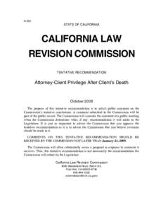 K-350  STATE OF CALIFORNIA CALIFORNIA LAW REVISION COMMISSION