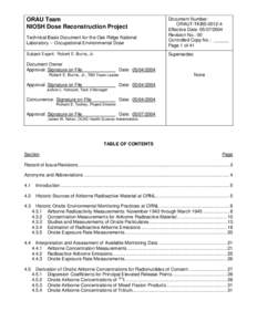 ORAU Team NIOSH Dose Reconstruction Project Technical Basis Document for the Oak Ridge National Laboratory -- Occupational Environmental Dose Subject Expert: Robert E. Burns, Jr.