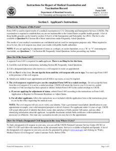 Instructions for Report of Medical Examination and Vaccination Record Department of Homeland Security