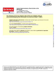 Cavity Optomechanics: Back-Action at the Mesoscale T. J. Kippenberg, et al. Science 321, [removed]); DOI: [removed]science[removed]The following resources related to this article are available online at