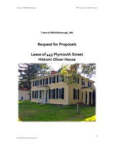 Town of Middleborough  RFP Lease of Oliver House Town of Middleborough, MA
