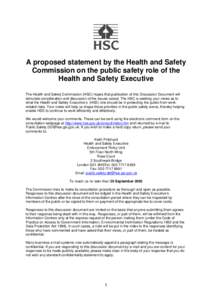 A proposed statement by the Health and Safety Commission on the public safety role of the Health and Safety Executive