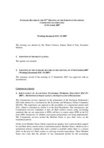 DRAFT SUMMARY RECORD OF THE 55TH MEETING OF THE EUROPEAN SECURITIES COMMITTEE (ALTERNATES)