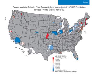 Breast  Cancer Mortality Rates by State Economic Area (Age-adjusted 1970 US Population) Breast: White Males, [removed]