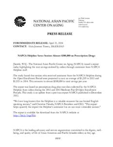 Ageing / National Asian Pacific Center on Aging / Pharmaceuticals policy / Medicare Part D / Medicare / Government / United States