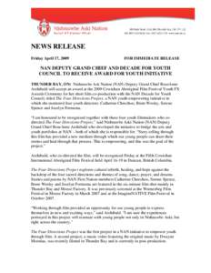 Microsoft Word - NAN news release DGCA film award april[removed]FINAL FORMATTED