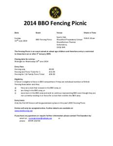 2014 BB BBO O Fencing Picnic Date  Event