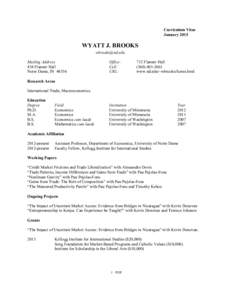 Curriculum Vitae January 2015 WYATT J. BROOKS  Mailing Address