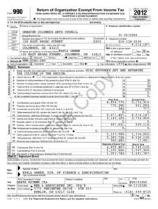 Form  990 A For the 2012 calendar year, or tax year beginning