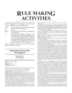 RULE MAKING ACTIVITIES Each rule making is identified by an I.D. No., which consists of 13 characters. For example, the I.D. No. AAM[removed]E indicates the following: