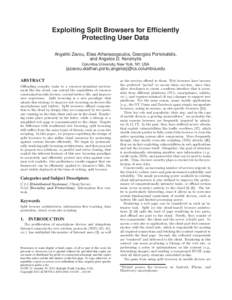 Exploiting Split Browsers for Efficiently Protecting User Data