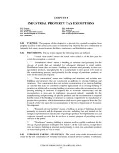 CHAPTER 8  INDUSTRIAL PROPERTY TAX EXEMPTIONS
