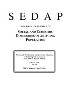 S E D A P A PROGRAM FOR RESEARCH ON SOCIAL AND ECONOMIC DIMENSIONS OF AN AGING POPULATION