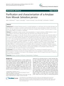 Purification and characterization of a-Amylase from Miswak Salvadora persica