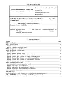 DOE Review[removed]Division of Compensation Analysis and Support Document Number: Battelle-TBD-6000 Appendix BB