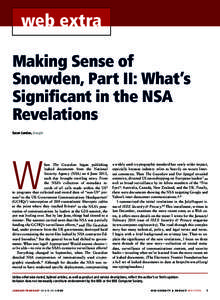 web extra Making Sense of Snowden, Part II: What’s Significant in the NSA Revelations Susan Landau, Google