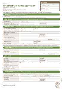 Birth certificate/extract application