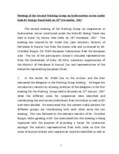Meeting of the Second Working Group on hydrocarbon sector under Indo-EU Energy Panel held on 26th November, 2007