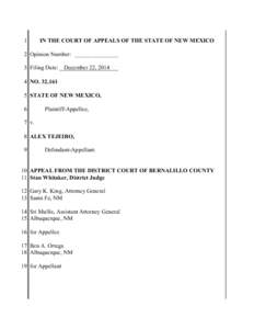 1  IN THE COURT OF APPEALS OF THE STATE OF NEW MEXICO 2 Opinion Number: _______________ 3 Filing Date: December 22, 2014