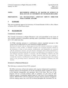 Colorado Commission on Higher Education (CCHE) January 10, 2014 Agenda Item II, B Page 1 of 2 Consent Item