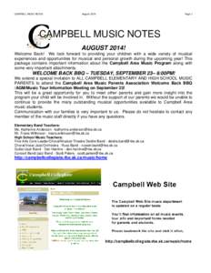 CAMPBELL MUSIC NOTES  August 2014 Page 1