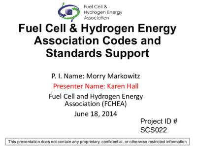 Fuel Cell & Hydrogen Energy Association Codes and Standards Support