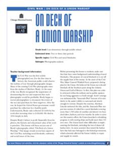 C I V I L W A R | O N D E C K O F A U N I O N WA R S H I P  ON DECK OF A UNION WARSHIP Grade level: Late elementary through middle school Estimated time: Two to three class periods