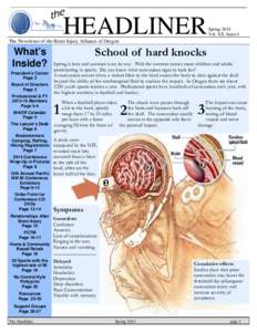 HEADLINER  Spring 2014 Vol. XX Issue 4  The Newsletter of the Brain Injury Alliance of Oregon