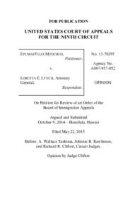FOR PUBLICATION  UNITED STATES COURT OF APPEALS FOR THE NINTH CIRCUIT  ETUMAI FELIX MTOCHED,