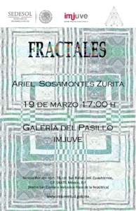 Ariel Sosamontes Zurita  19 de marzo 17:00 h Galería del Pasillo imjuve