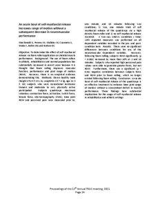 An acute bout of self‐myofascial release  increases range of motion without a  subsequent decrease in neuromuscular 