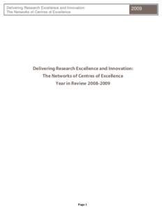 Delivering Research Excellence and Innovation: The Networks of Centres of Excellence