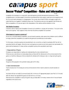 Soccer Competition – Rules and Information