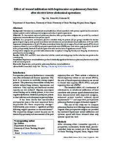 Effect of wound infiltration with bupivacaine on pulmonary function after elective lower abdominal operations *Ige OA, Bolaji BO, Kolawole IK